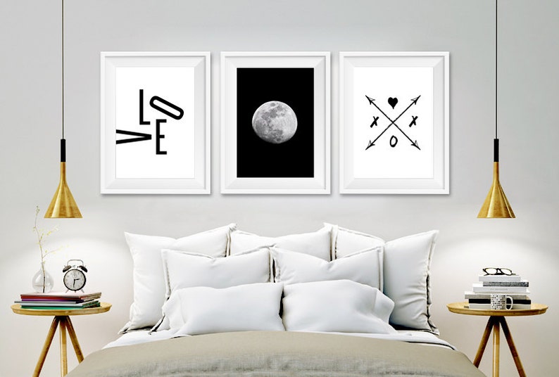 Black and White Art Moon Print Moon Wall Art Printable Art Etsy