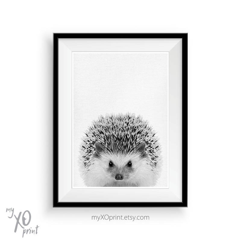 Nursery Animal Wall Art, Hedgehog Print, Woodland Animal Printable Art