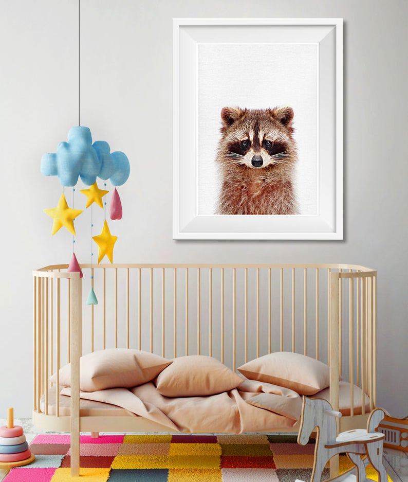 Baby Animal Nursery Art Animal Print Printable Art Nursery Poster Woodland Animal Raccoon Print Baby Room Print Nursery Wall Decor