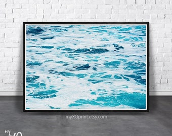 Wave Wall Decor, Ocean Print, Sea Wall Art, Printable Digital Download, Ocean Photography, Blue Aqua Wall Art, Coastal Wall Decor, Beach Art