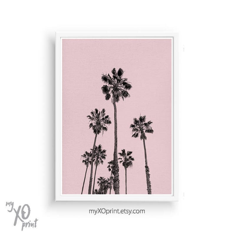 Pink Palm Print, Spring Wall Art, Palm Trees Print, Modern Wall Decor, Pink Wall Art Poster, Printable Art, California Art, Tropical Print image 3