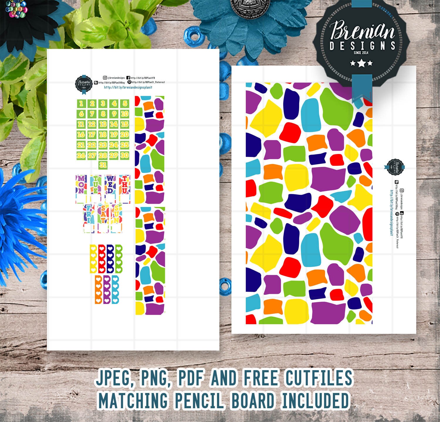 Transparent PNGsPDFS for Handcutters Hobo Weeks Planner Printable ...