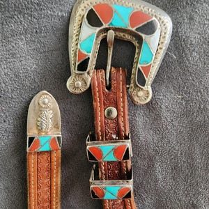 Belt Buckle Turquoise and Coral - Etsy