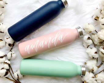 Personalized Blush Pink Water Bottle | Custom Water Bottle | Gift for Her | Bridesmaid Gift | Stainless Steel Bottle | Water Bottle |