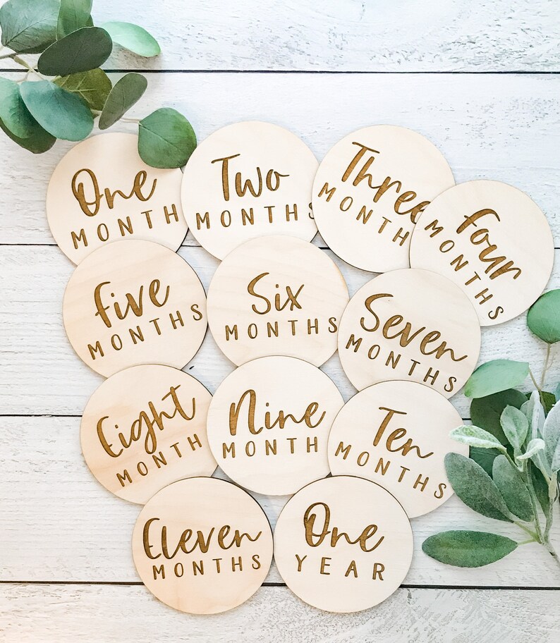 Wood Monthly Milestone Cards Milestone Markers Baby Shower Etsy