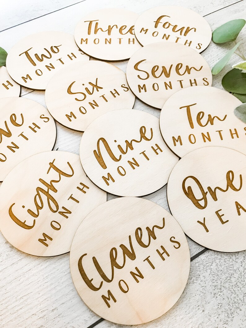 Wood Monthly Milestone Cards Milestone Markers Baby Shower Etsy