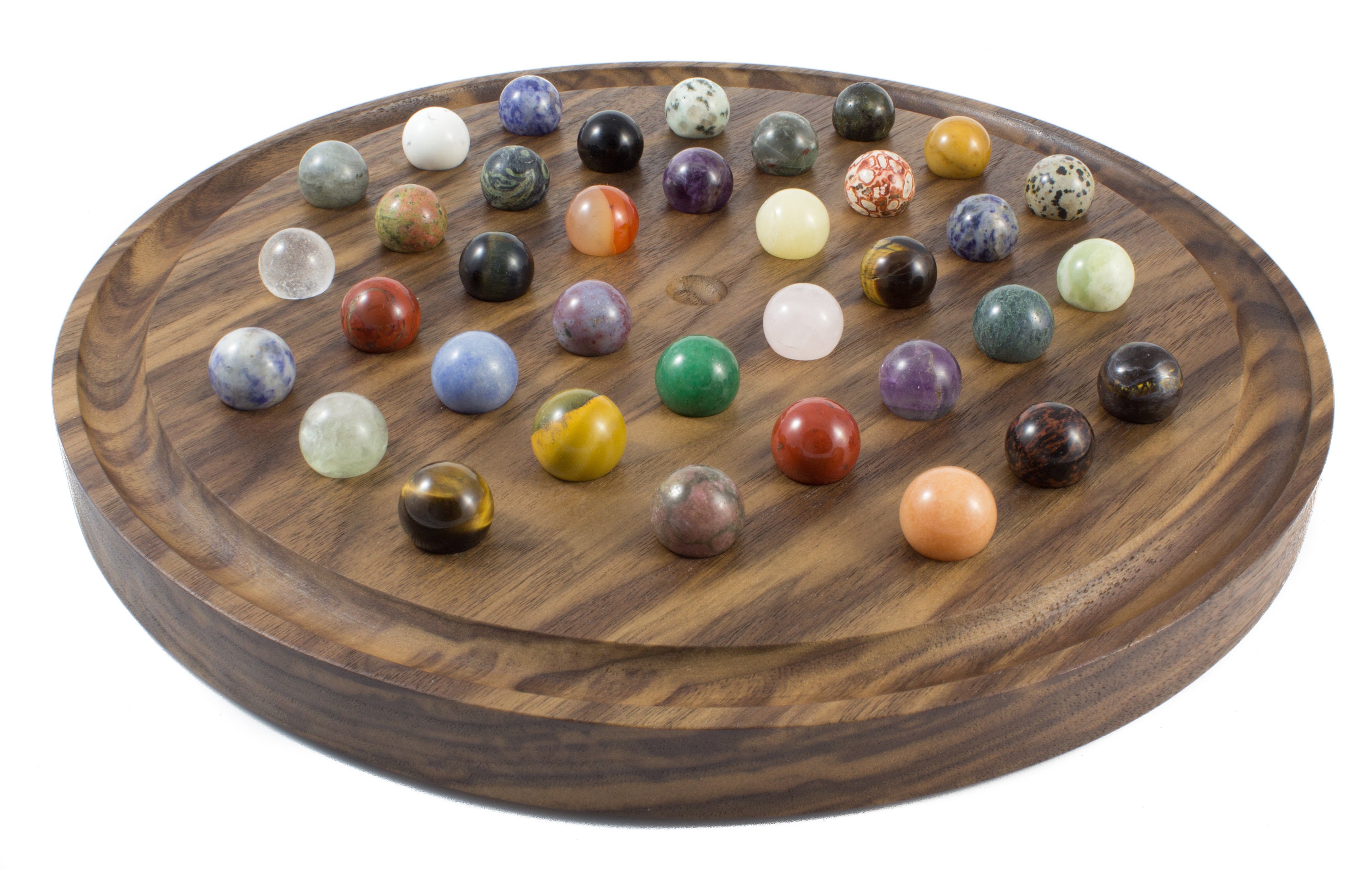 Solitaire Walnut Game Board With Mineral Marbles - Etsy