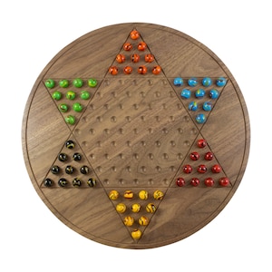 Chinese Checkers Board Game - Walnut and Glass Marbles