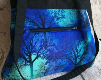 Gothic handbag, shoulder bag, blue handbag, ladies bag, gothic gift, forest handbag, forest themed gift, blue and green bag,