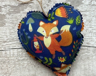 Scented heart, lavender heart, door hanger, wardrobe scenter, stuffed heart, fox gift, wardrobe freshener, drawer freshener, heart decor