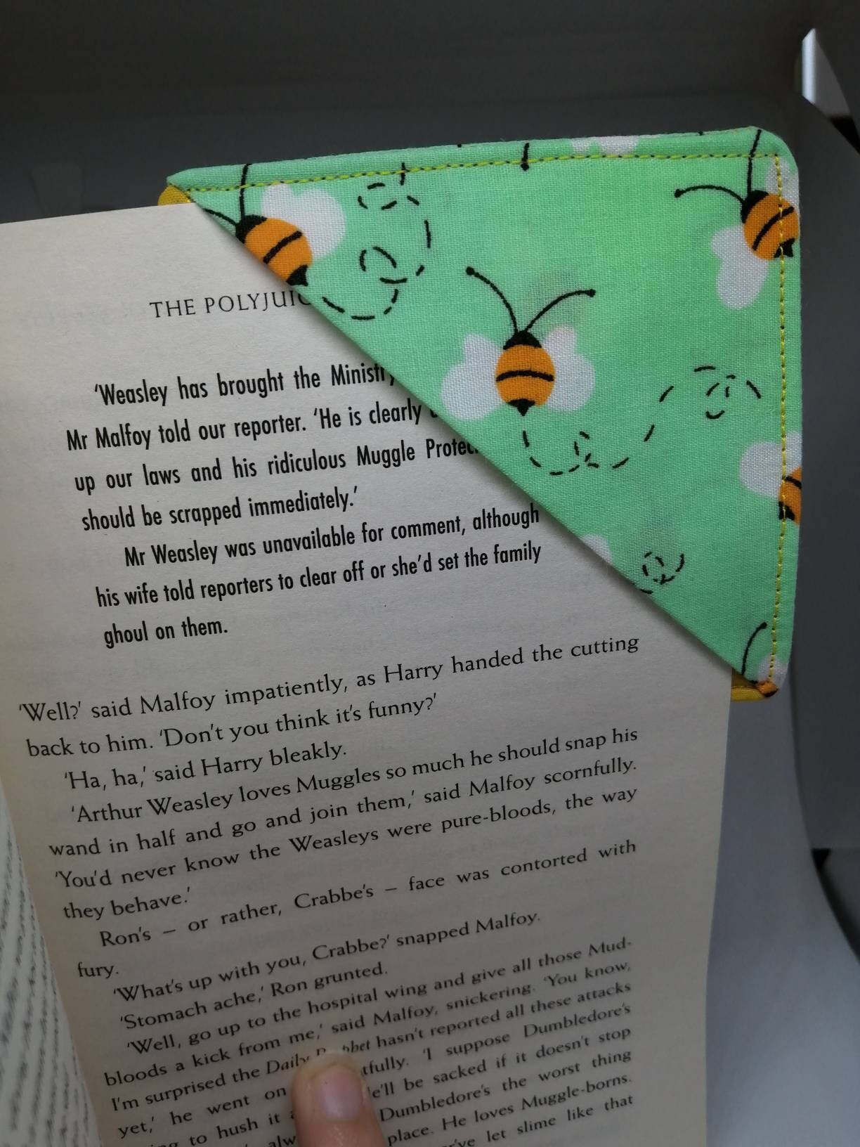 Bee Bookmark Bumblebee Bookmark Corner Bookmark Fabric - Etsy