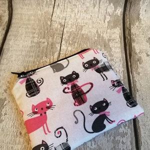 Cat purse, coin purse, zipped purse, cat gift, cat lovers gift, ladies purse, womens purse, kids coin purse, children's purse image 6