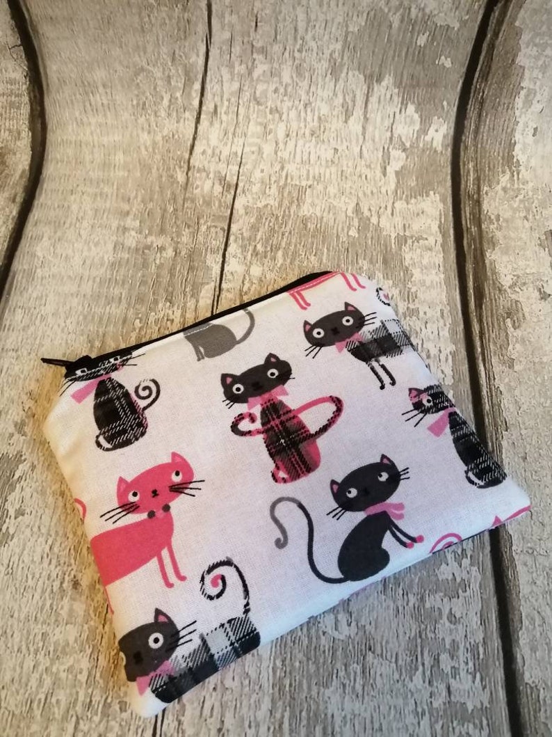 Cat purse, coin purse, zipped purse, cat gift, cat lovers gift, ladies purse, womens purse, kids coin purse, children's purse image 6