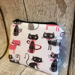 Cat purse, coin purse, zipped purse, cat gift, cat lovers gift, ladies purse, womens purse, kids coin purse, children's purse image 4