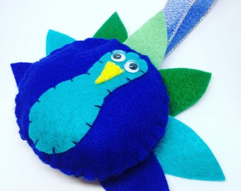 Peacock gift, peacock decoration, felt bird, felt animal gift, hanging decoration, hanging decor, felt peacock, blue bird, peacock decor