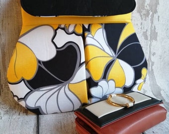 Large clutch bag, yellow bag, yellow clutch, floral bag, yellow floral bag, clutch handbag, mothers day gift, yellow handbag, womens clutch