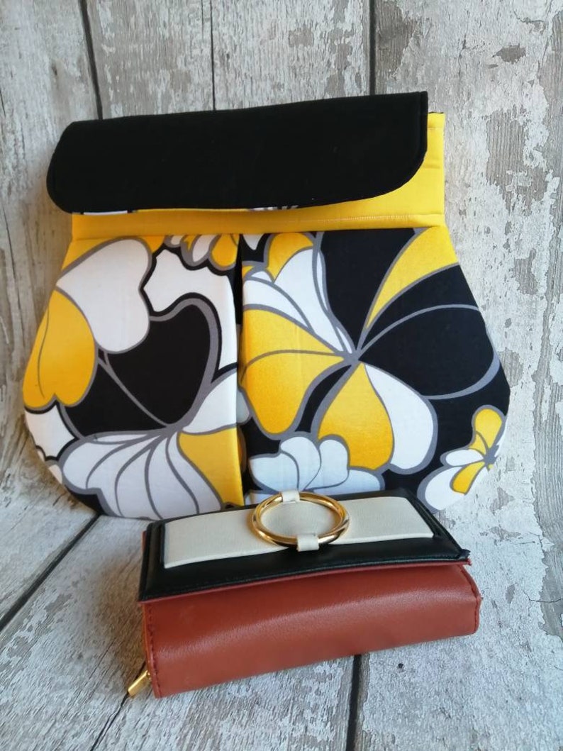 Large Clutch Bag Yellow Bag Yellow Clutch Floral Bag Etsy