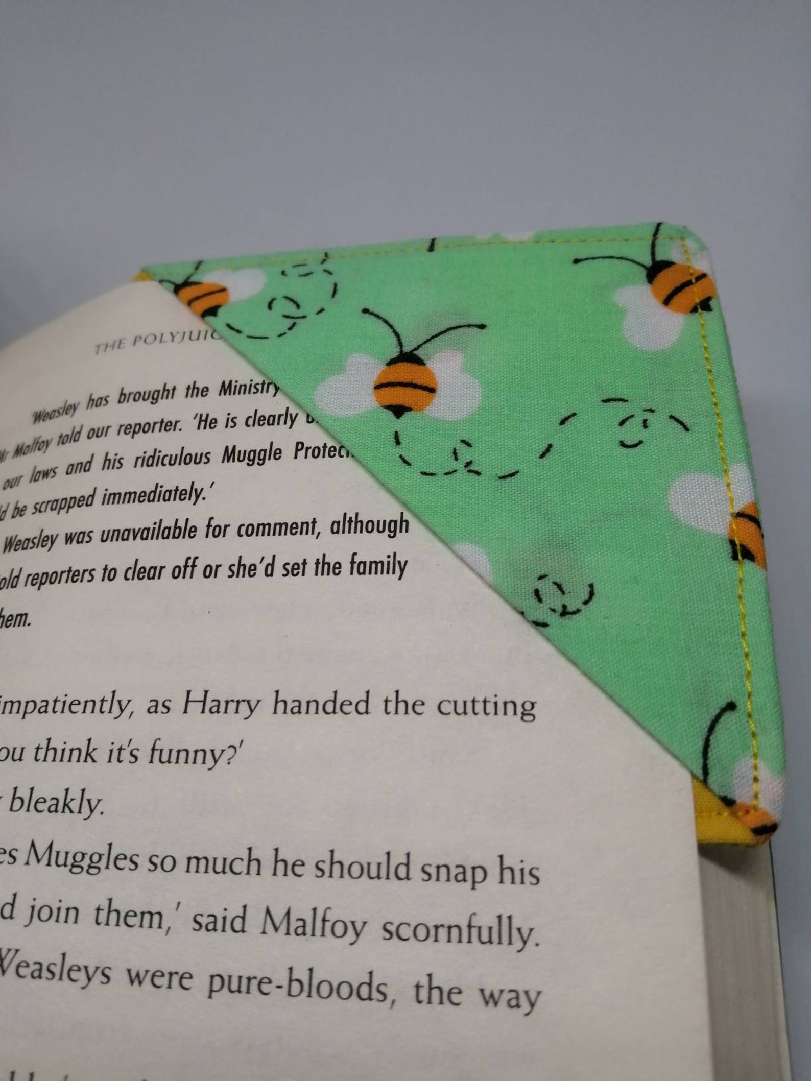 Bee Bookmark Bumblebee Bookmark Corner Bookmark Fabric | Etsy