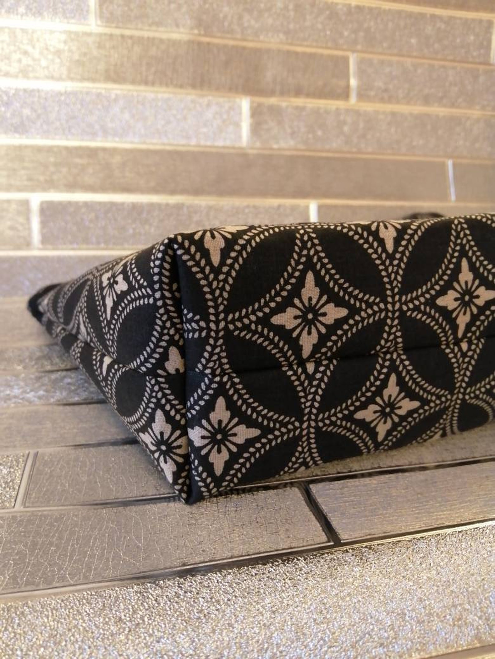 Black cosmetic bag black and gold bag black makeup bag Etsy
