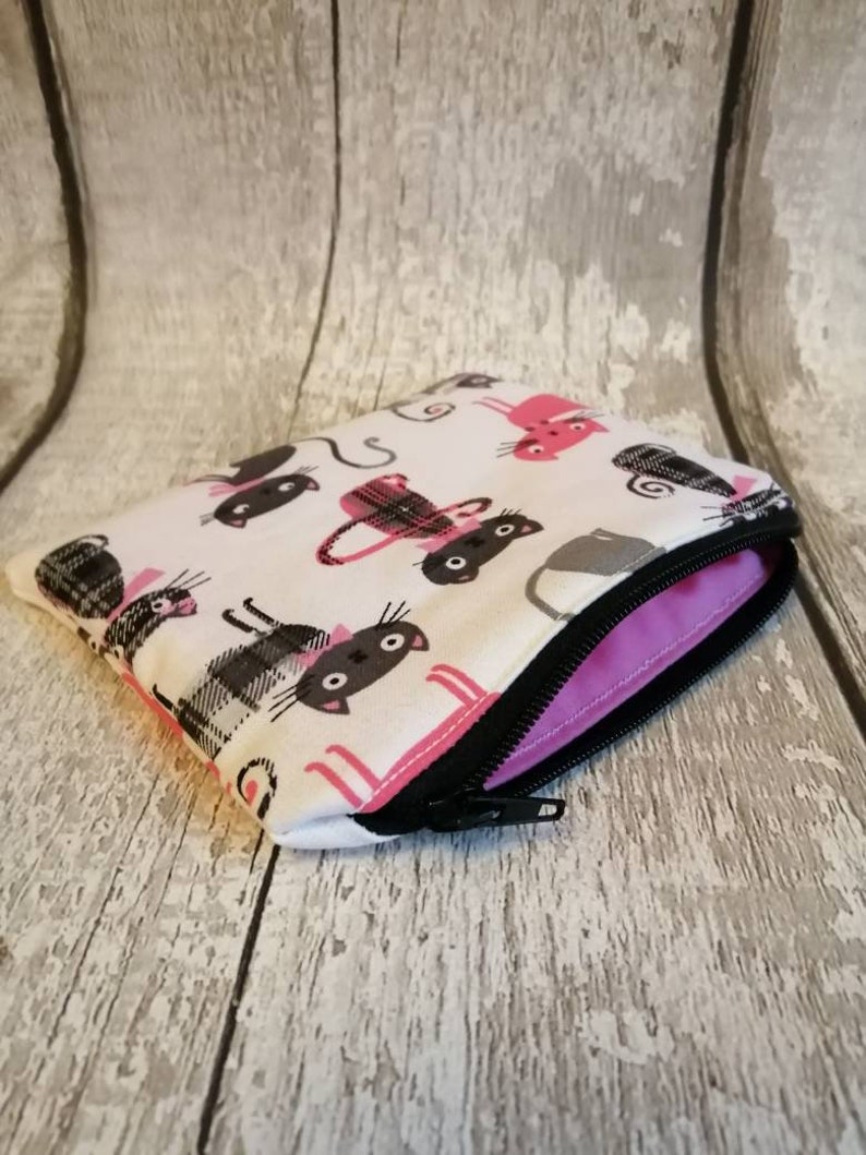 Cat purse, coin purse, zipped purse, cat gift, cat lovers gift, ladies purse, womens purse, kids coin purse, children's purse image 9