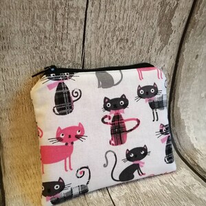 Cat purse, coin purse, zipped purse, cat gift, cat lovers gift, ladies purse, womens purse, kids coin purse, children's purse image 1