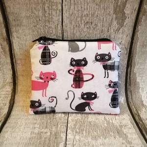 Cat purse, coin purse, zipped purse, cat gift, cat lovers gift, ladies purse, womens purse, kids coin purse, children's purse image 3