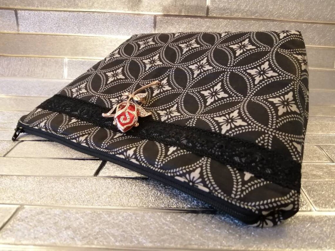 Black cosmetic bag black and gold bag black makeup bag Etsy