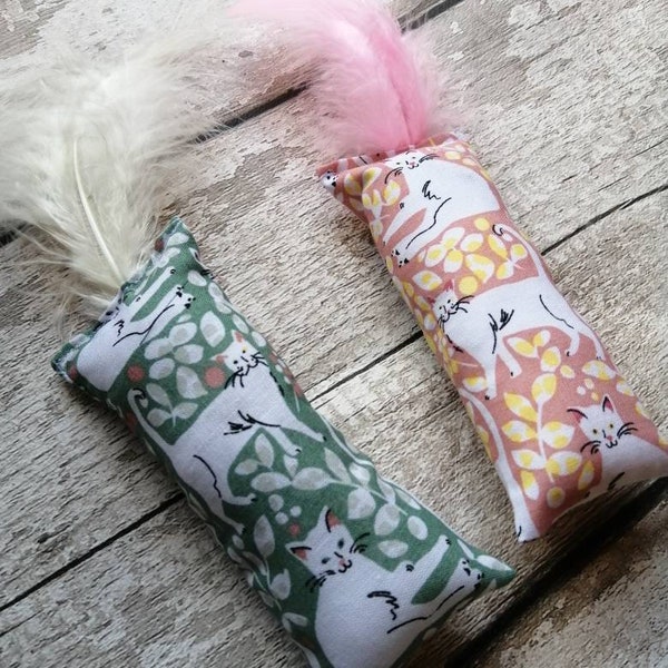 Kitty kicker, catnip toy, feather cat toy, fun cat toy, toys for cats, catnip treat, cat fabric, gifts for cats, kicker toy