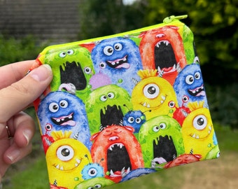 Monster purse, colourful purse, child’s purse, kids purse, coin purse, zipped purse, children’s purse, bright purse, monster gift