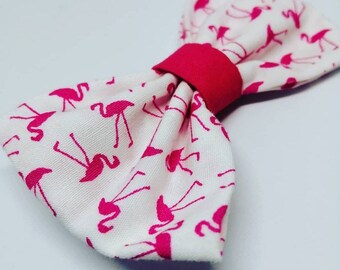 Flamingo bow, hair bow, fabric bow, small hair clip, girls hair clip, flamingo hair clip, small bow, girls bow, hair accessory, hair bow