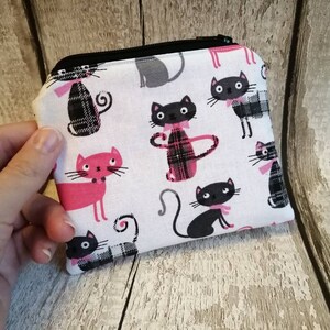 Cat purse, coin purse, zipped purse, cat gift, cat lovers gift, ladies purse, womens purse, kids coin purse, children's purse image 10