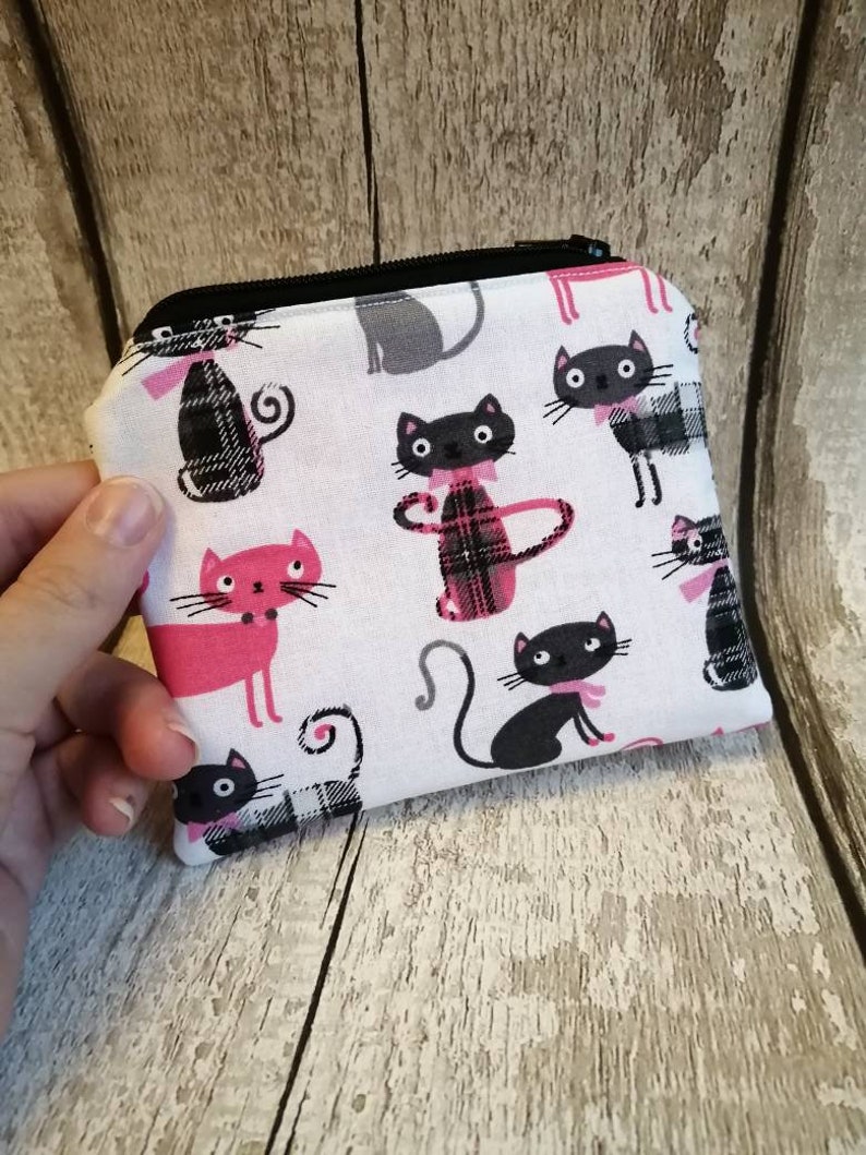 Cat purse, coin purse, zipped purse, cat gift, cat lovers gift, ladies purse, womens purse, kids coin purse, children's purse image 10