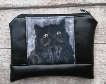 Black cat purse, cat purse, black cat gift, cat gift, ladies purse, black purse, faux leather purse, cat themed gift, ladies black purse