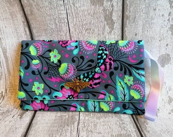 Clutch bag, ladies bag, tula fabric, moth gift, ladies clutch, mothers day gift, deaths head moth, evening bag, moth bag, small clutch