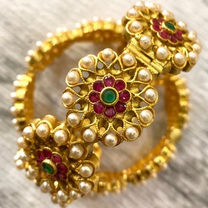 Kundan Bracelet, Indian Jewelry, Pakistani Jewelry, Bridal Jewelry, Polki Jewellery, Polki Kada, Kundan Kada, Green Ruby Red Bracelet 2.6