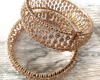 Rose Gold Bracelet, Indian Jewelry, Pakistani Jewelry, Bridal Jewelry, Kundan Jewellery, Polki Kada, Kundan Kada, Polki Bracelet 2.6