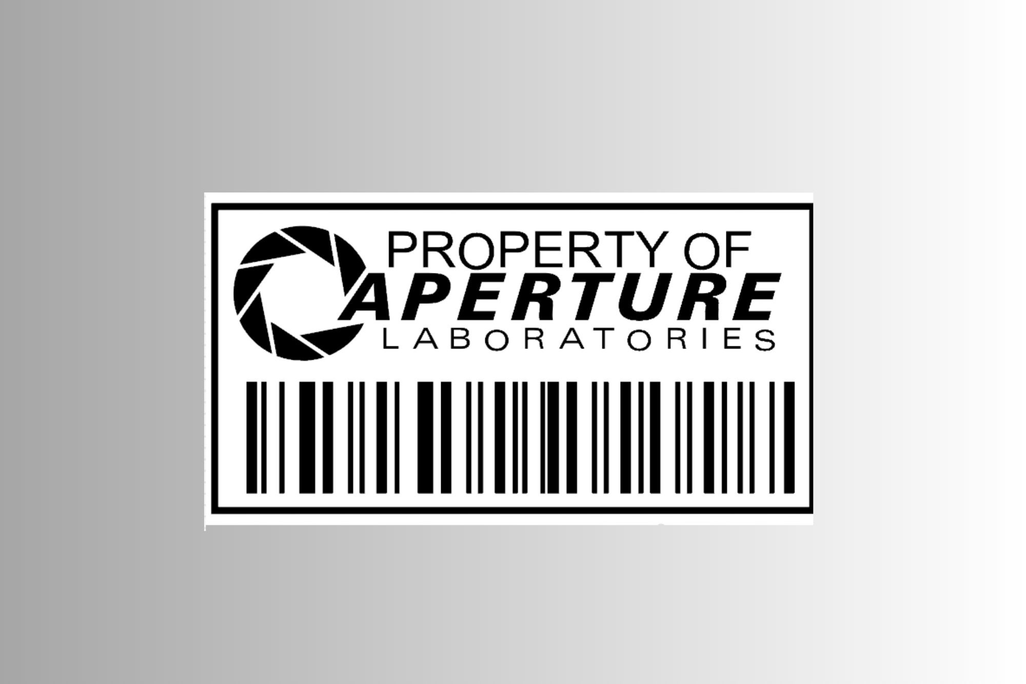 Printed Vinyl Portal Inspired property of Aperture Laboratories Barcode ...