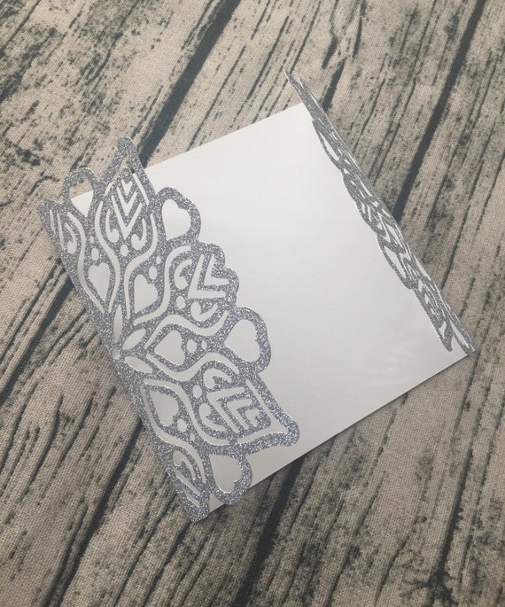 Diy Glitter Die Cut Wedding Invitations 50 100 Pack Etsy