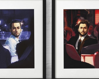 Always Sunny - Mac and Charlie Staring Anime Style Portraits Art Prints