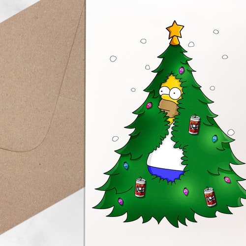 Homer Christmas Tree the Simpsons Funny Christmas Card - Etsy Homer Christmas Tree the Simpsons Funny Christmas Card - Etsy