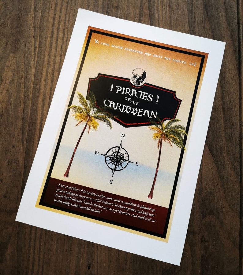 Pirates of the Caribbean Disney Ride Poster A4 Art Print