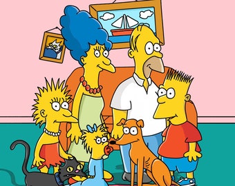 The Simpsons Family Retro Art Print - 1987 Tracey Ullman Shorts