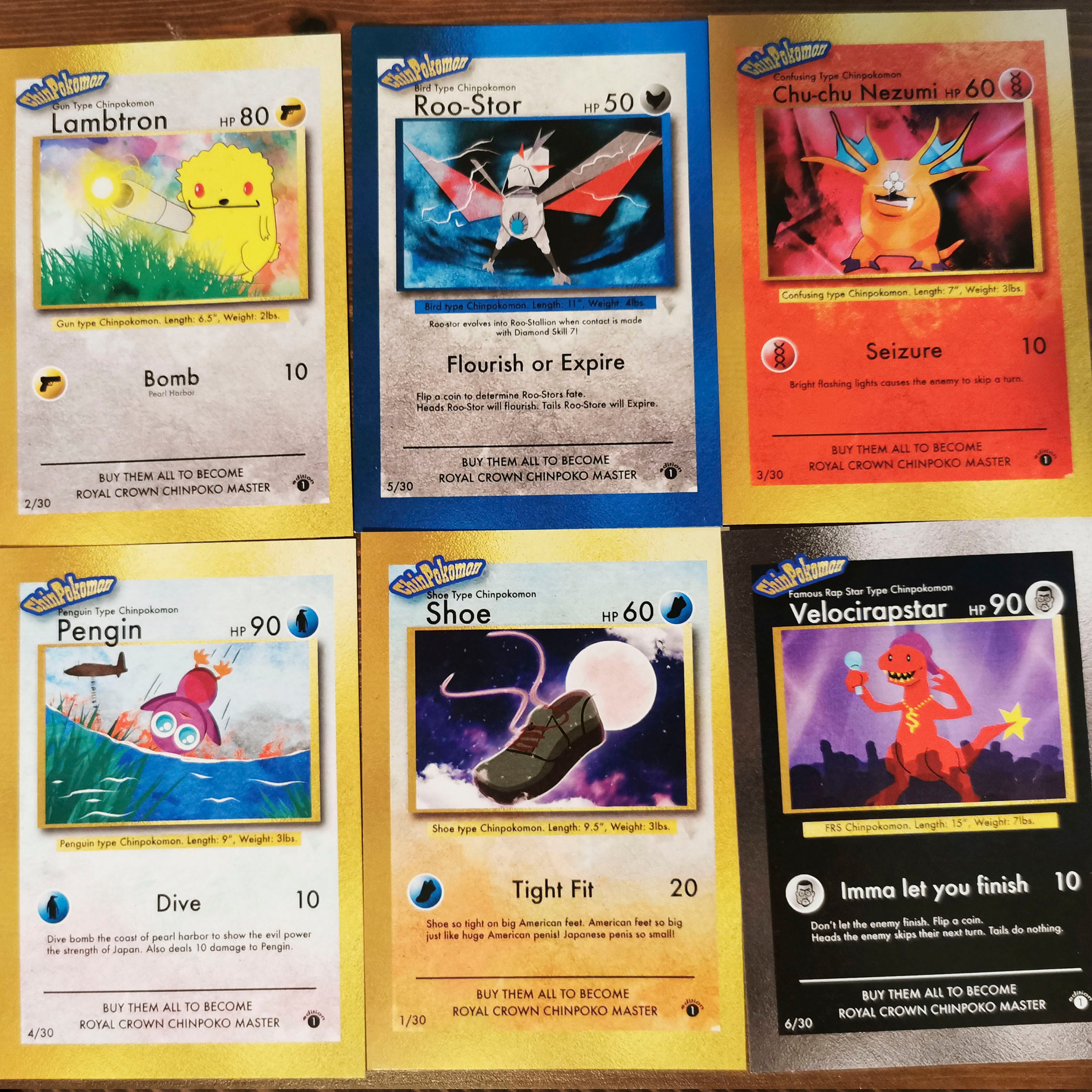 Southpark Chinpokomon Cards/Art Prints - Set of Six - A7 Size Mini Prints