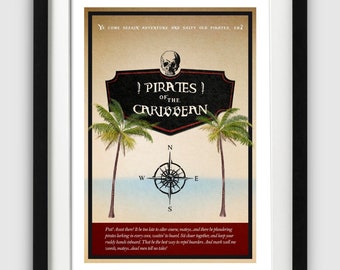 Pirates of the Caribbean Disney Ride Poster - A4 Art Print