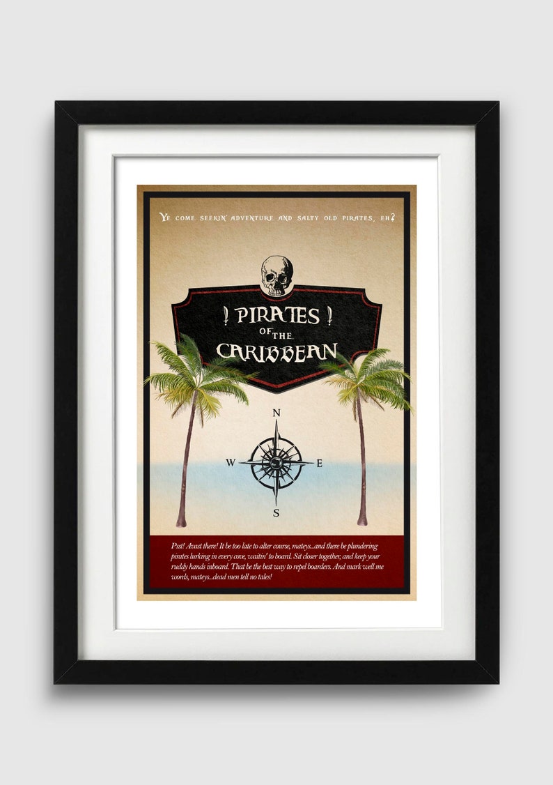 Pirates of the Caribbean Disney Ride Poster A4 Art Print