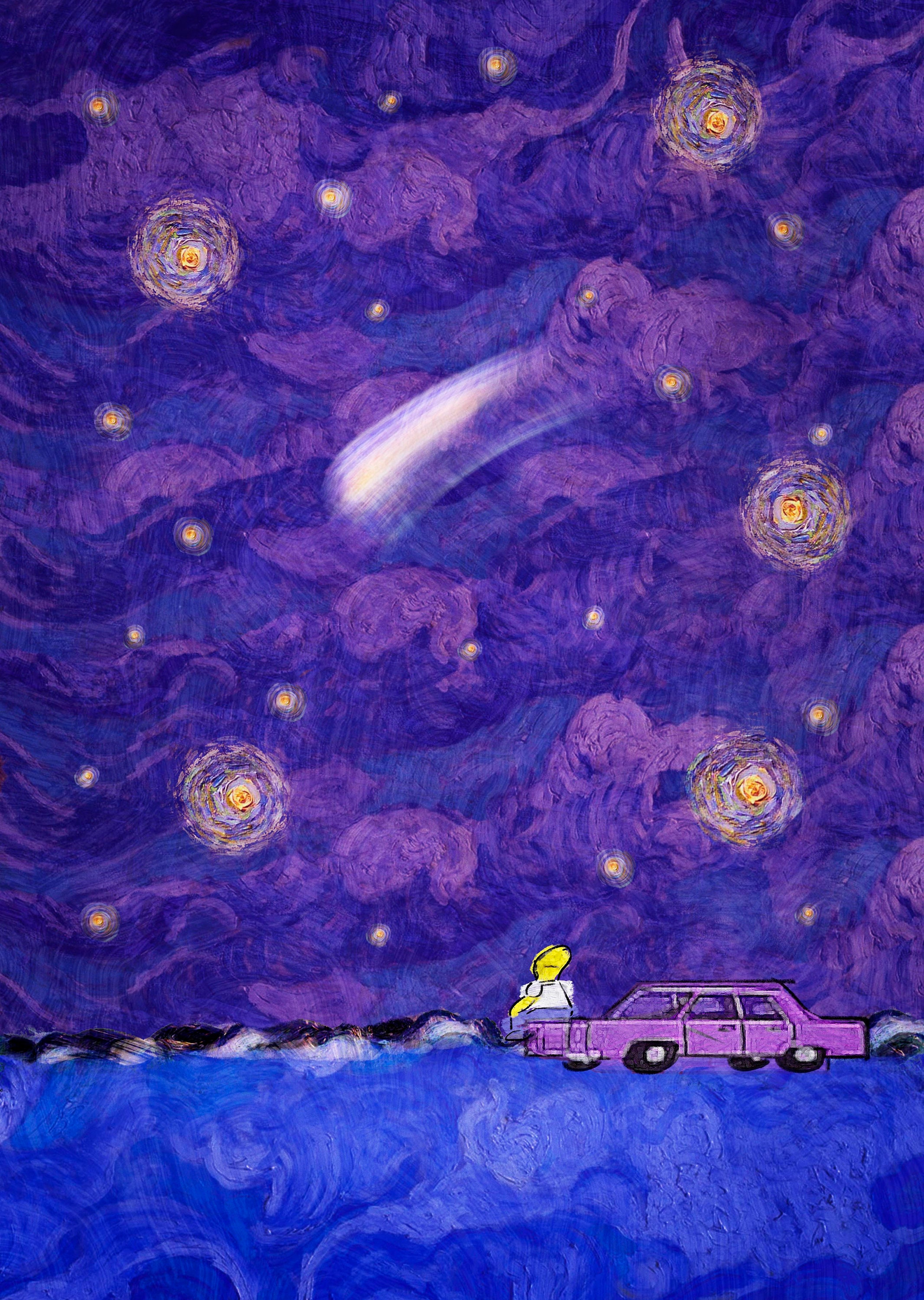 ホーマーの星月夜 - ホーマーの母 - シンプソンズ ゴッホ風絵画 - 高
