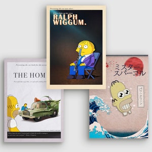 The Simpsons Art Prints (Set of Three) -  A4 Sized