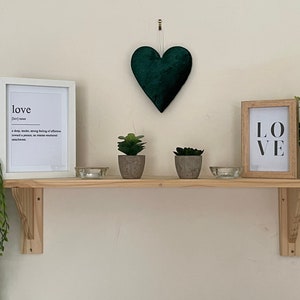 Deep Green Velvet heart, large 15CM x 17CM - An absolutely stunning heart for the home or occasion