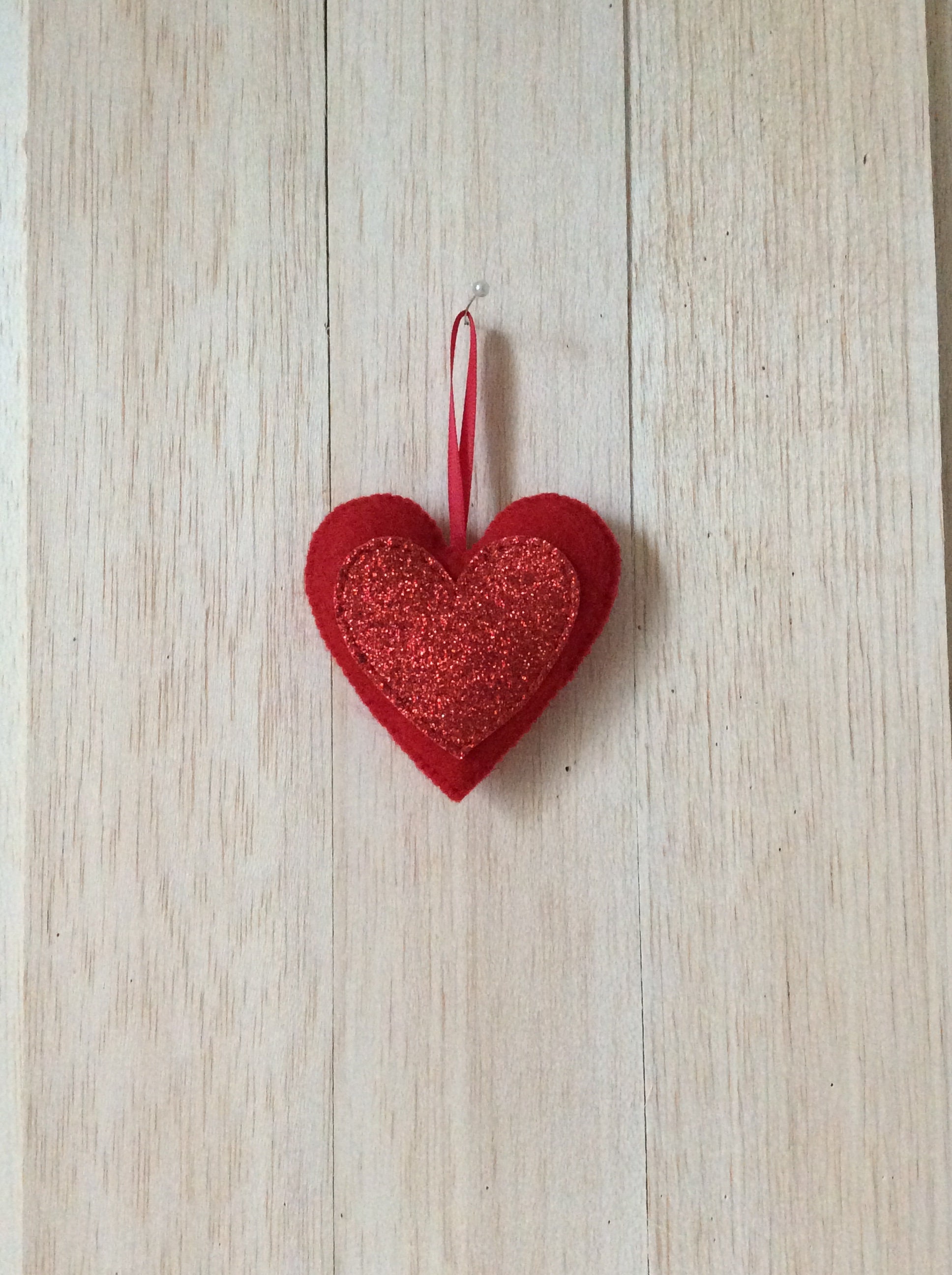 Set of 3 red valentines hearts say I love you valentines Etsy