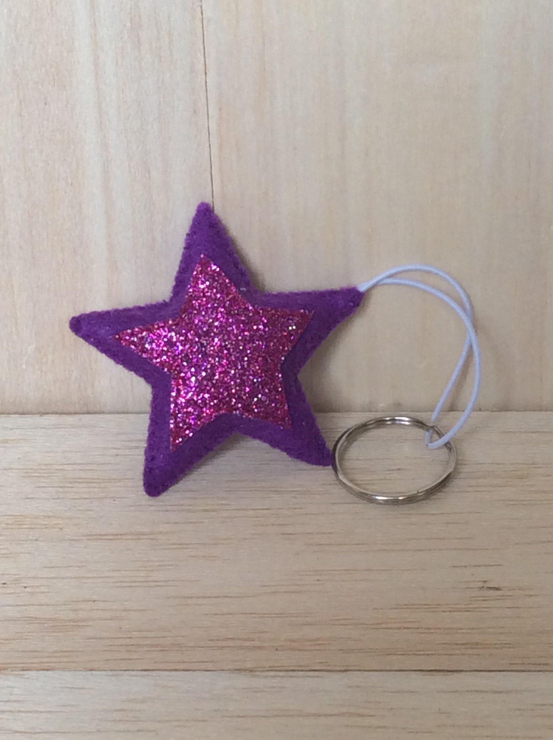 Pink glitter star keyring 6cm height 6cm width romantic Etsy